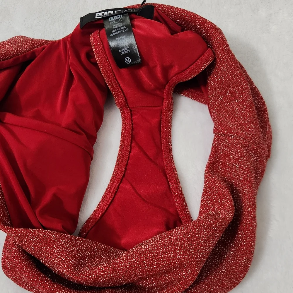 New!Beach Riot Red Metallic Celine One Piece Swimsuit‎